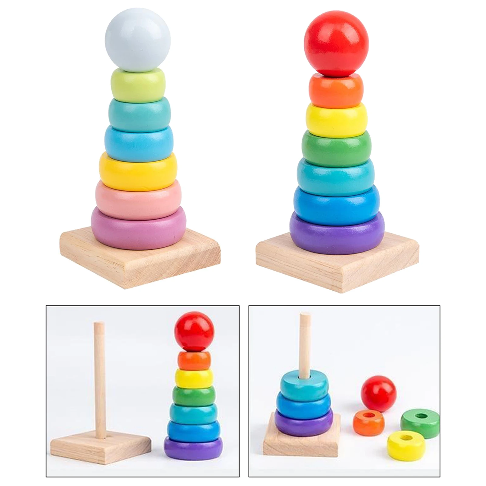 Baby Stacking Turm Farbige Regenbogen Stacking Ring Turm Spielzeug Frühe Pädagogische Intelligenz Spielzeug Kinder Geburtstag Weihnachten Geschenk