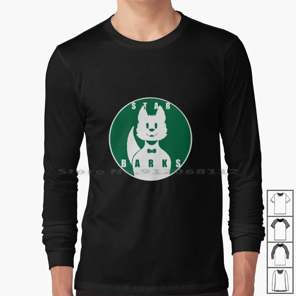 Star Barks ( Black Background ) Long Sleeve T Shirt Furry Dog Cute Star Cartoon