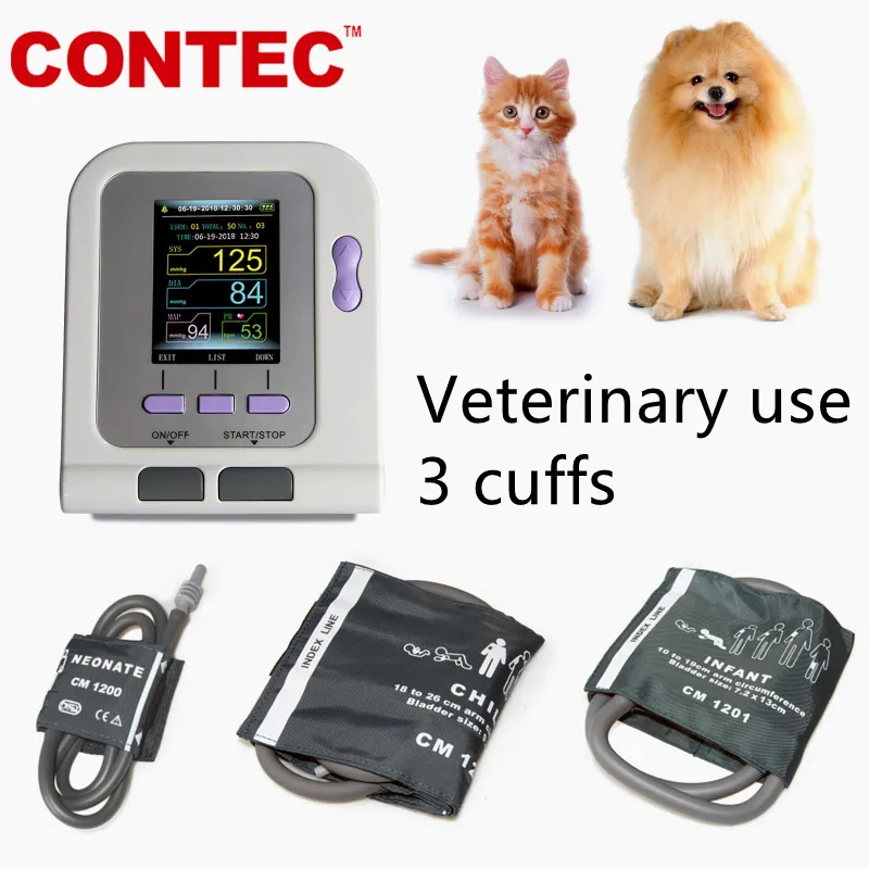 

Veterinary use Blood Pressure Monitor CONTEC08A-VET Digital NIBP with 3 free Cuffs Dog/Cat/Pets animals PC software