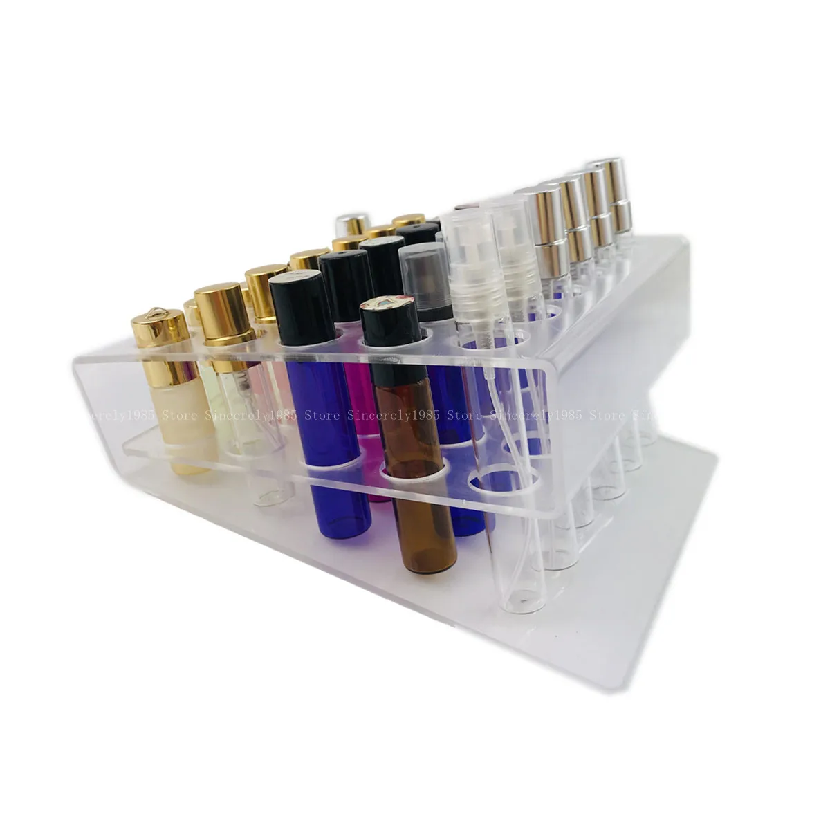 

30 Hole Essential Oil Bottle Storage Box Cosmetic Display Stand Transparent Plastic Storage Box