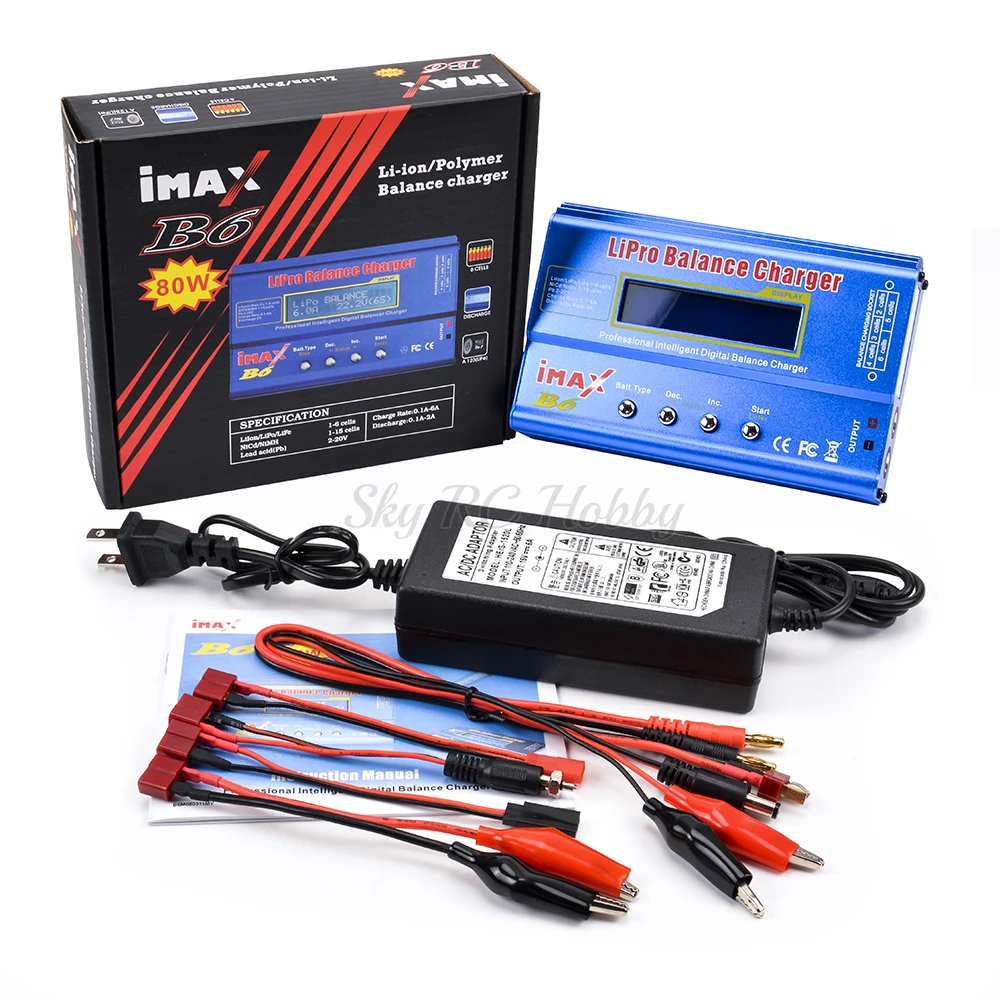 IMAX B6 80W Digital RC Lipo NiMh Battery Balance Charger/Scaricatore + AC POWER 12V 5A / 15V 6A Adattatore EU/Spina DEGLI STATI UNITI