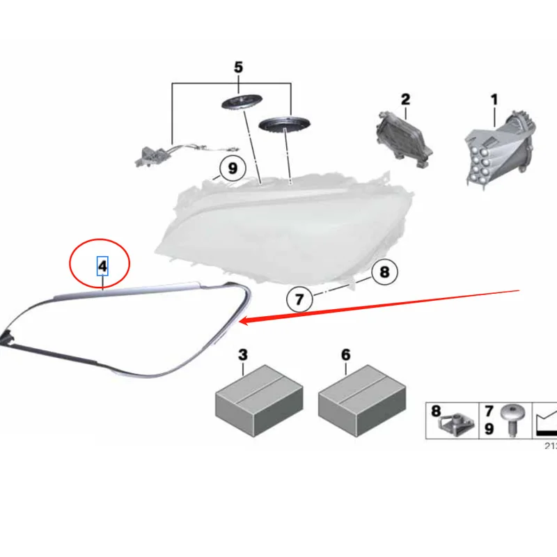 Уплотнительное кольцо для фар BMW 7 серии F01 F02 2007-2015 730 740 750 760 63117225237 63117225238