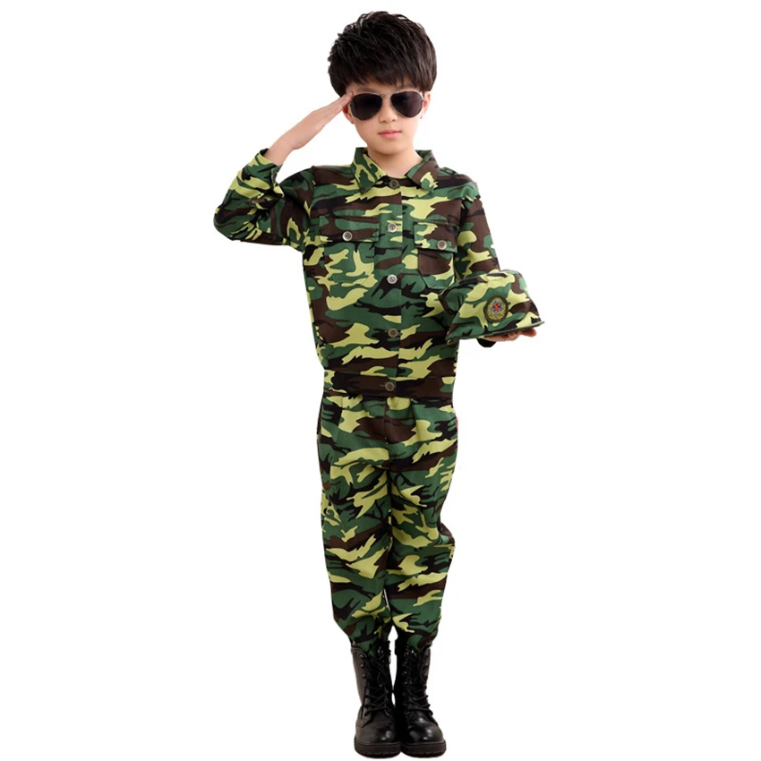 Vêtements des Forces spéciales pour enfants, uniforme militaire de scoutisme, manteau de Camouflage + pantalon d'entraînement, Costumes de Performance 100-170CM