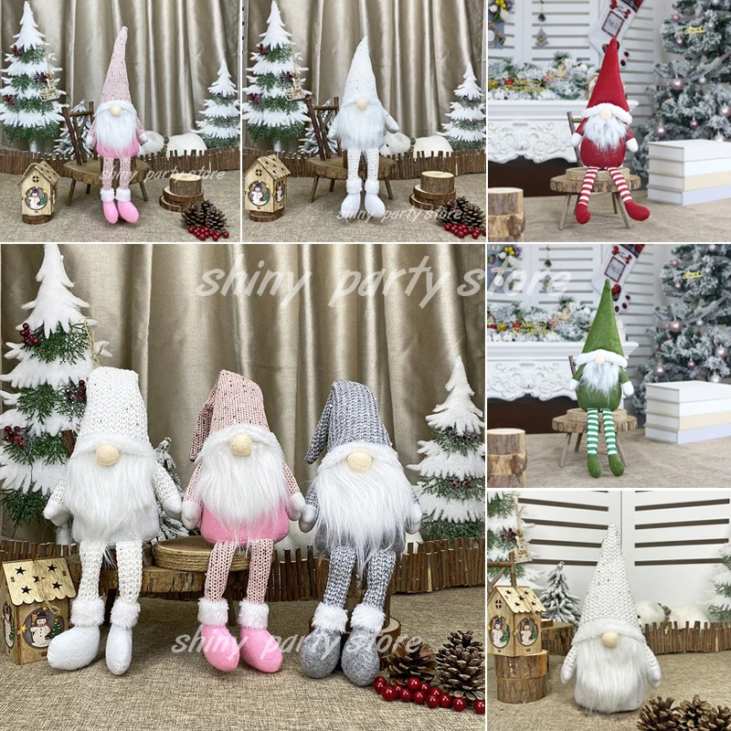 2024 New Year Lovely Handmade Christmas Faceless Sitting Gnome Santa Decoration Swedish Standing Elf Doll Ornaments Supplies