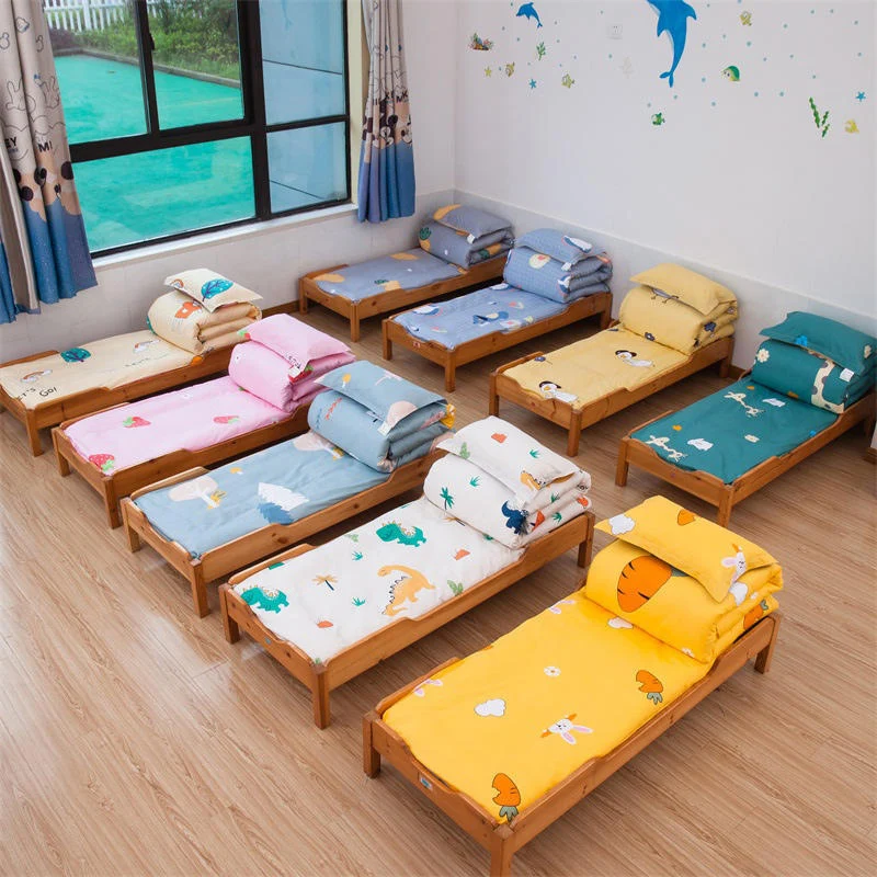 Children\'s Kindergarten Bed Sheets Three-piece Pure Cotton Quilt Cover Nap Bedding Without Filling Cartoon Soft And Comfortable