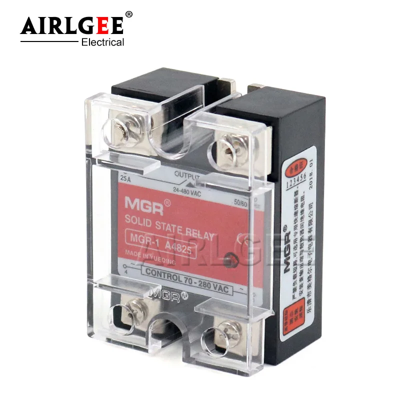 MGR-1 A4825 Single Phase Type Solid State Relay SSR 25AA 70-280VAC Input to 24-480VAC Output AC-AC