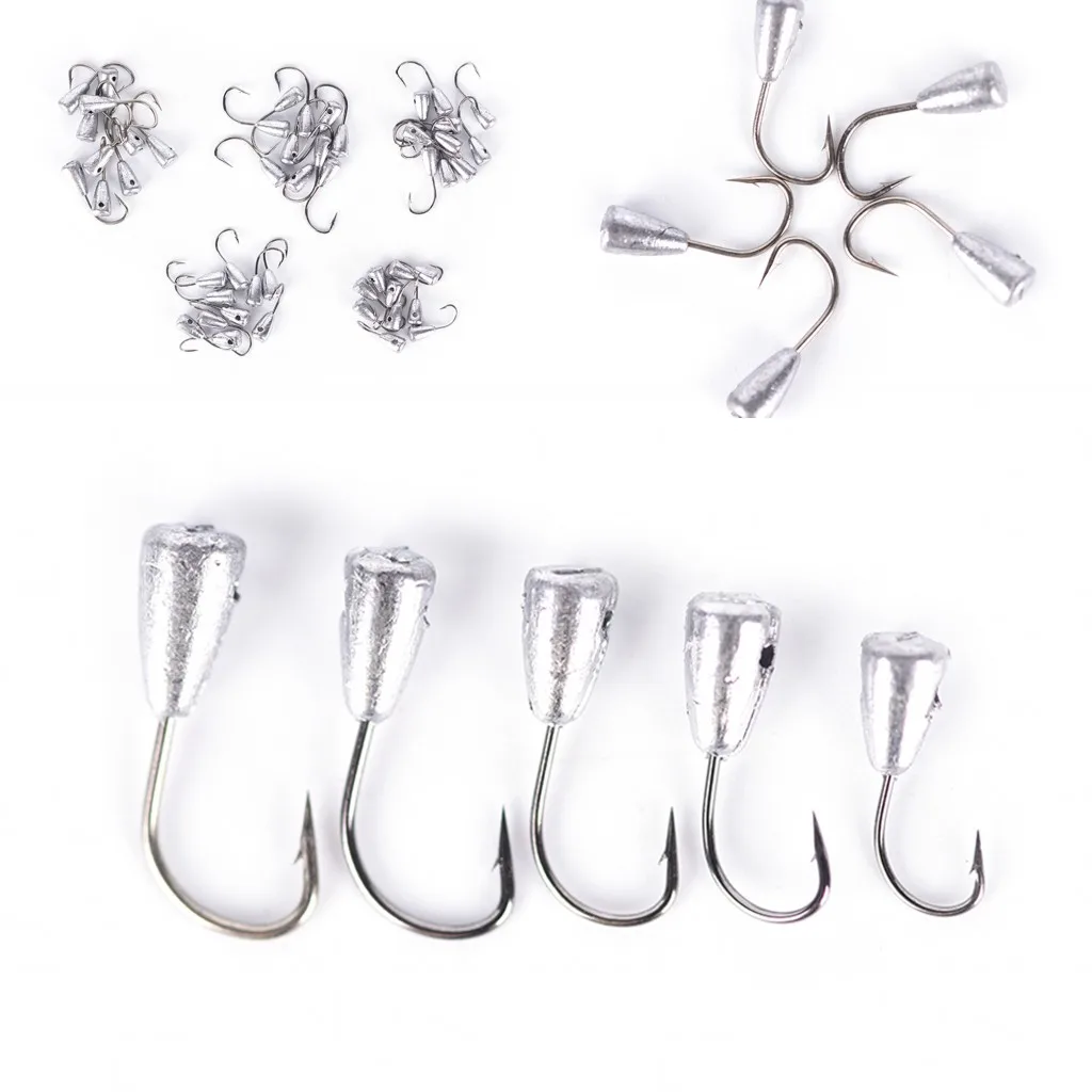 New 10Pcs or 50pcs Japan Overturned Hook Titanium Tungsten Barbed Fishhook Tin Jig Lead Head Stand Hooks High Quality Wholesale