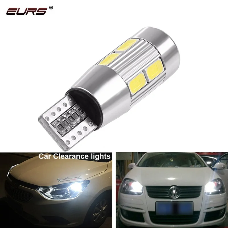 EURS 2pcs W5W T10 led Car Interior Bulb Canbus No error 5630 10 SMD LED 12V Car Side Wedge Light White Lamp Auto Bulb White Red