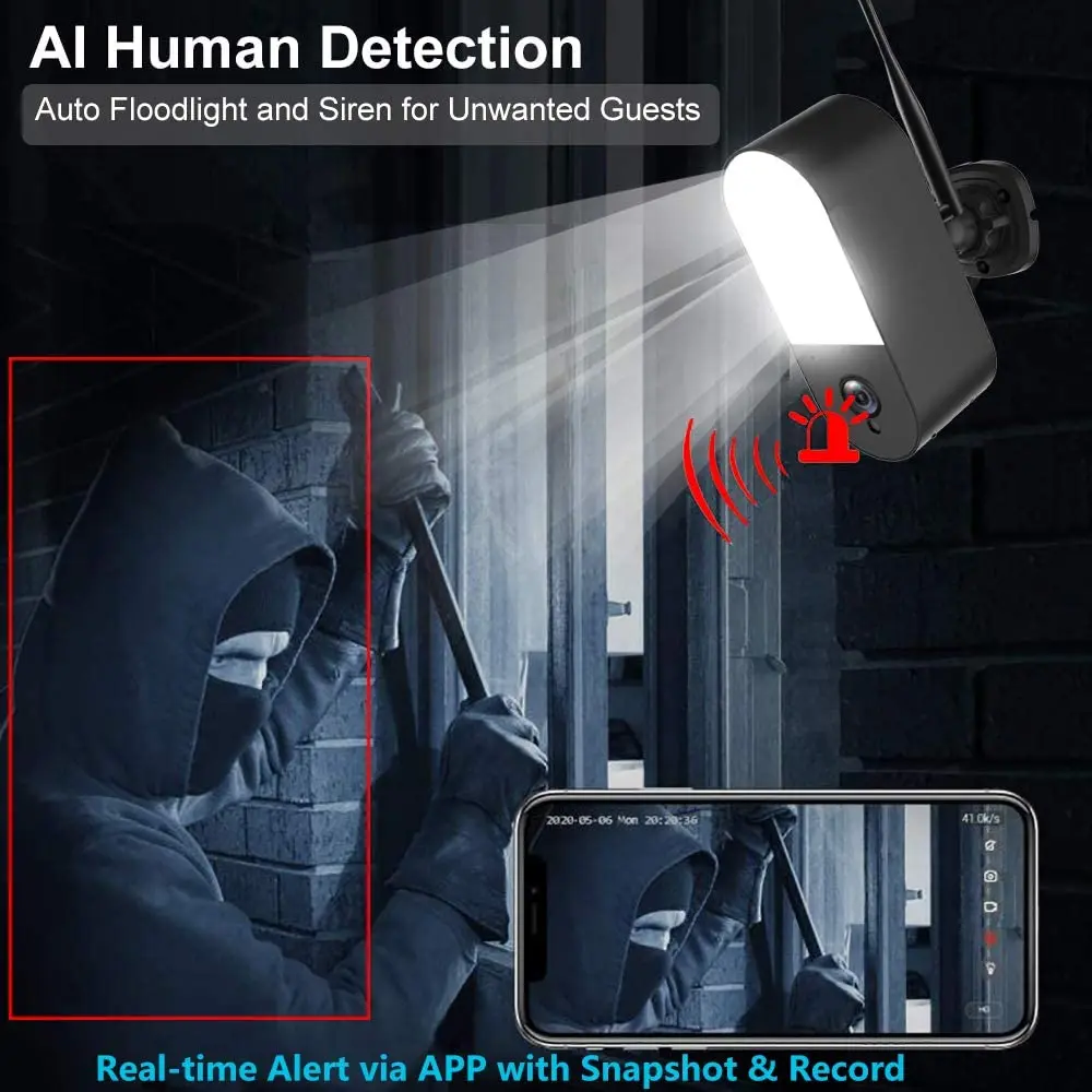 Cámara IP con reflector HD de 3MP, lámpara LED impermeable para exteriores, P2P, WiFi, cámara de seguridad, vigilancia CCTV