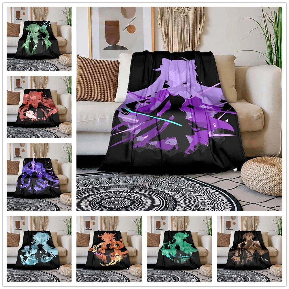 

LOUSIDREAM Genshin Impact Game Anime Blanket Sofa Cover Ultra-Soft Carpet Warm Bed Sheet Bedspread Bedding Queen Size Room Decor