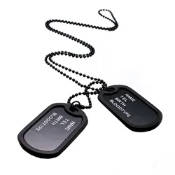 Fashion Military Collares Black 2 Dog Tags Chain Pendants Necklaces Army Style Kolye Necklace Jewelry Christmgift for Men Bijoux