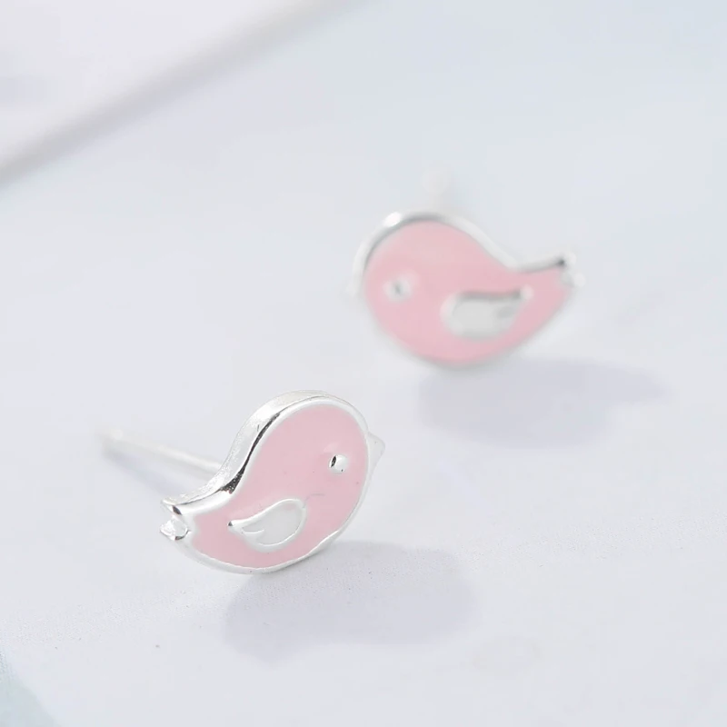 REETI 925 Sterling Silver Pink birds Earrings For Women 2018 New Trend Personality Lady Fashion Jewelry