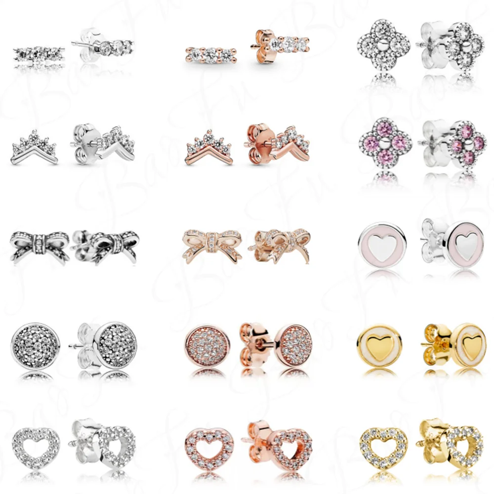 

Серьги женские из серебра 925 пробы, с короной и бантом