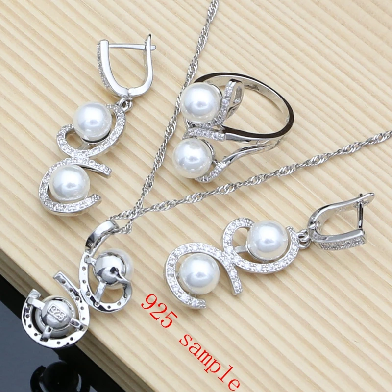 Luxury Pearl Silver 925 Jewelry Sets for Women Freshwater Pearl Bracelet Earrings Ring Necklace Sets Gift for Her Wedding Party