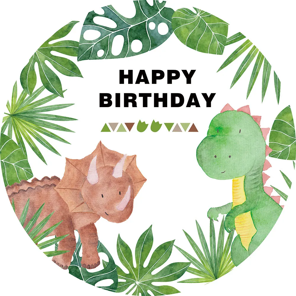 Allenjoy Animals Safari Party Dinosaur Background Birthday Circle Round backdrop Cover baby Shower Newborn photobooth Home Decor