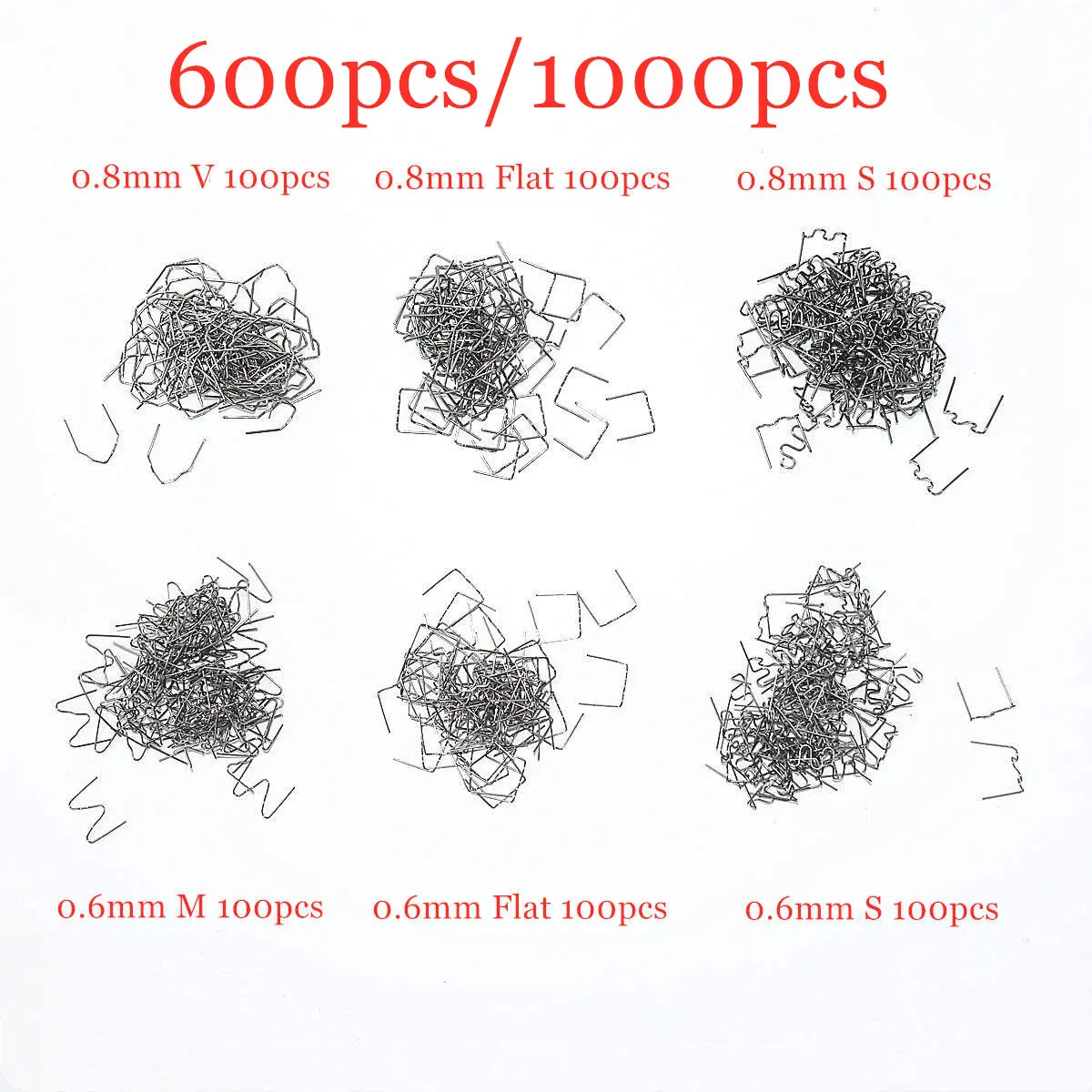 

600 шт., предварительно разрезанный степлер из нержавеющей стали, 0,8 мм, 0,6 мм, скобы для горячего степлера для ремонта пластика, бампера автомобиля