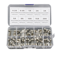 100 Pcs 5x20mm Quick Blow Glass Tube Fuse Assorted Kits Fast-blow Glass Fuses 0.2A 0.5A 1A 2A 3A 5A 8A 10A 15A 20A 5x20