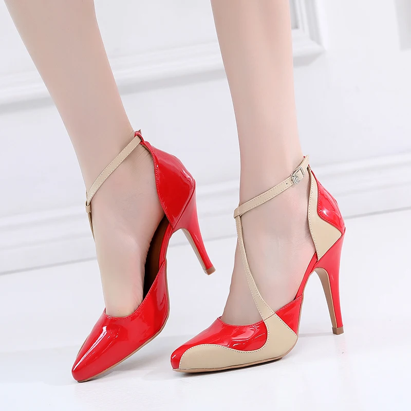 Women PU Latin Dance Shoes For Woman High Heel Ballroom Salsa Dancing Shoes For Party Girls Closed Toe Dance Sandals For Ladies