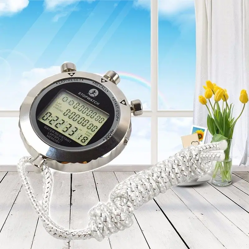 Metalen Digitale Timer Sport Stopwatch Waterbestendig Memory Teller Antimagnetic Chronograaf Modieuze Waterdichte Timer