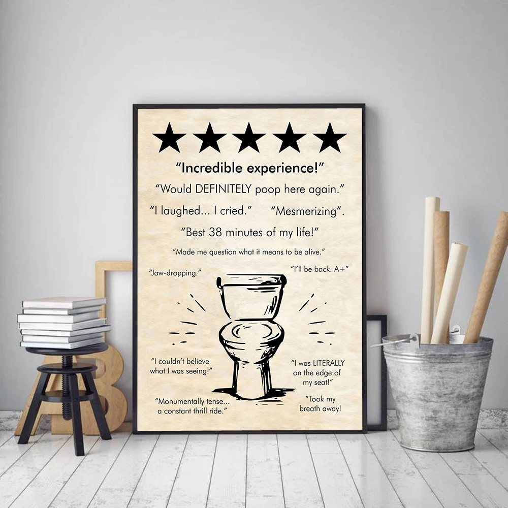 Incredible Toilet Pee Craft Quote Sign Print Posters Amazing Experience Wall Art Canvas Paintings Fives Star Bathroom Decor