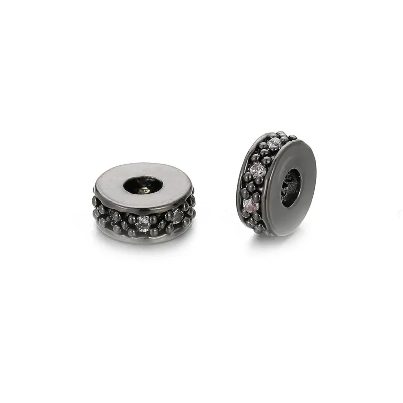 3pcs/lot CZ Basic Spacer Charms Beads DIY Metal Bead Brass Micro Pave CZ Zircon Charm Beads for Men Jewelry Bracelet Making