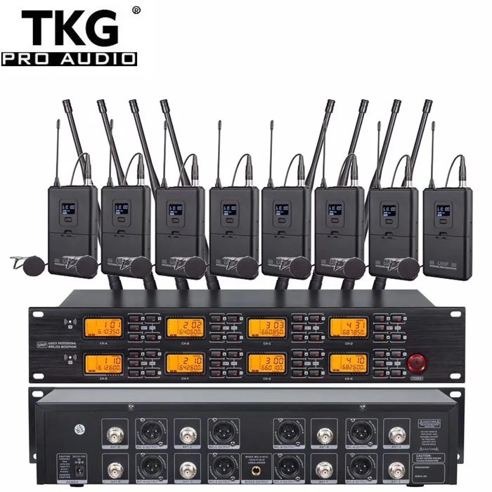 TKG UR-8000-L 650-690MHz professional wireless microphone UHF 8 channel 8 wireless lapel mic 8 wireless lapel microphone