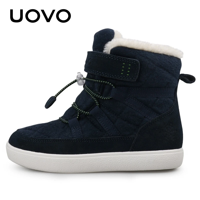 UOVO New Arrival Winter Kids Snow Fashion Children Warm Boots Boys And Girls Shoes With Plush Lining Size 31-37