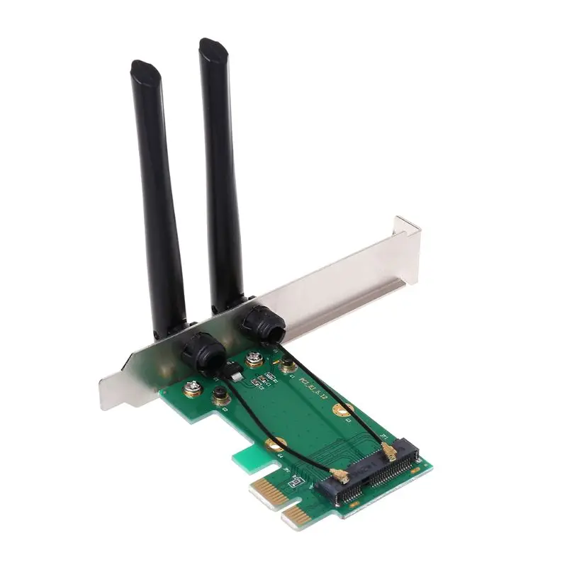 Placa de rede sem fio wi-fi mini, adaptador pci-e express para pci-e com 2 antenas externas pc