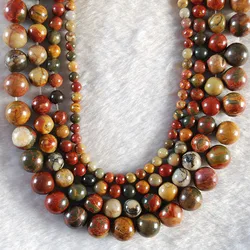 Natural Red Picasso Jasper Round Ball Loose Beads For Jewelry Making Necklace DIY Bracelets Accessories