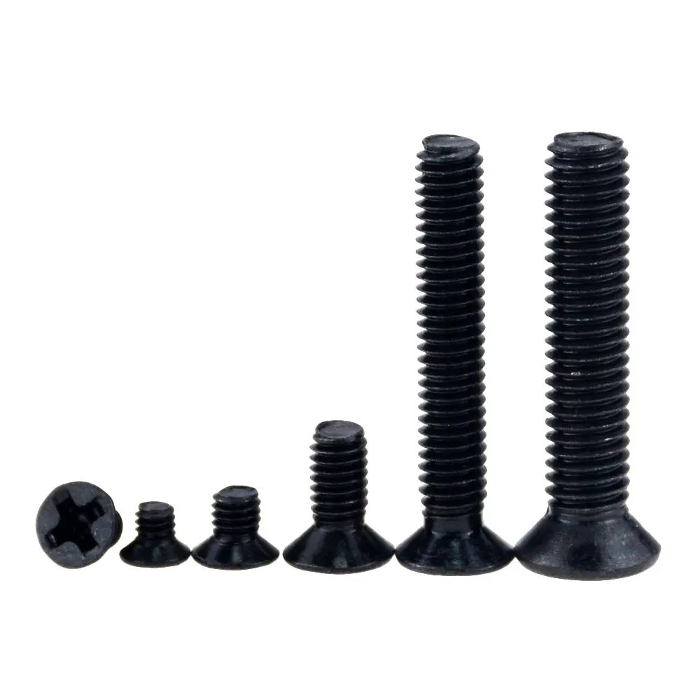 50PCS M3*4 5 6 7 8 10 12 14 16 18 20 25 30 Black Carbon Steel Cross Phillips Flat Countersunk Head Screw Bolt M3x4 M3x10 M3x30