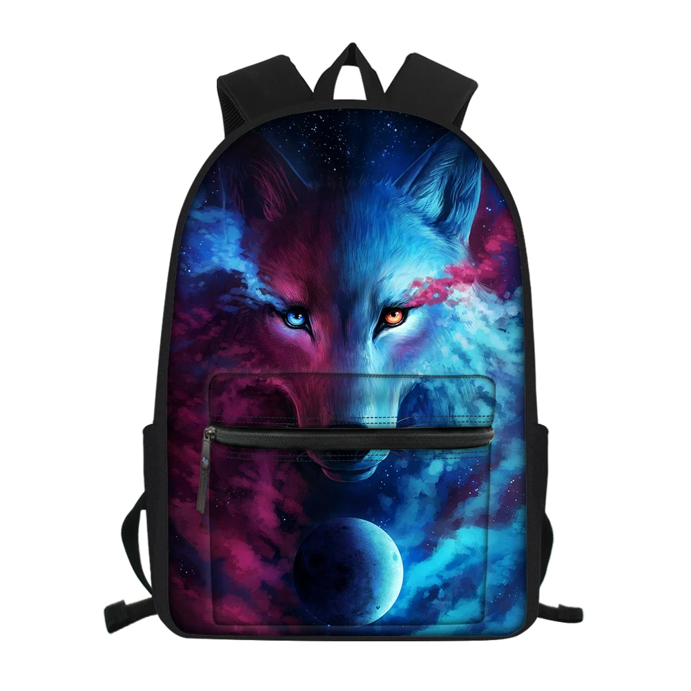 

Fashion Children School Bag for Boys Girls Canvas Backpack Fantasy Wolf Animal Pattern Students Book Bags Travel Kids Backpacks