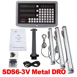 Metal SDS6-3V Dro Set Sino Display and 3PCS 5U KA300 Linear Scales YHSINO Glass Rulers Optical Lines 120MM to 1020MM