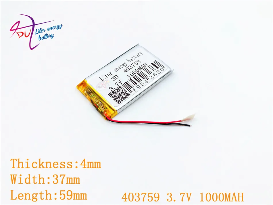 3.7V 1000mAh 403759 404060 403560 Lithium Polymer Li-Po li ion Rechargeable Battery For Mp3 MP4 MP5 GPS mobile bluetooth