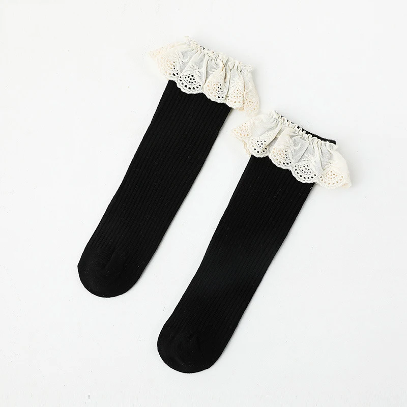 Women Slippers Baby Socks Kids Girls Knee High Long Socks Soft Cotton Shoes Baby Lace Children Socks 0 To 8 Years Fall Clothes