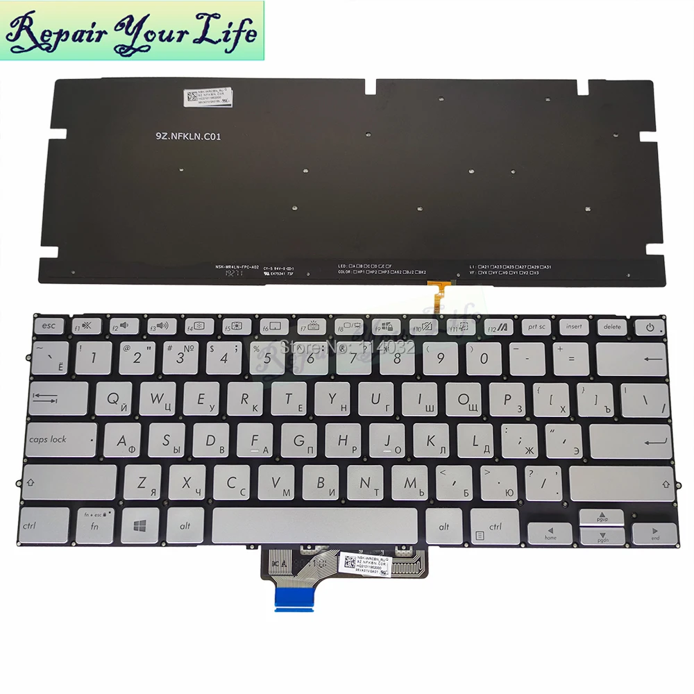 

THAI Hebrew Russian Backlit keyboards for ASUS ZenBook S431 S431FA UX431 UM431 UM431D UM431DA UX431F UX431FA 9Z.NFKBN.C0H Light