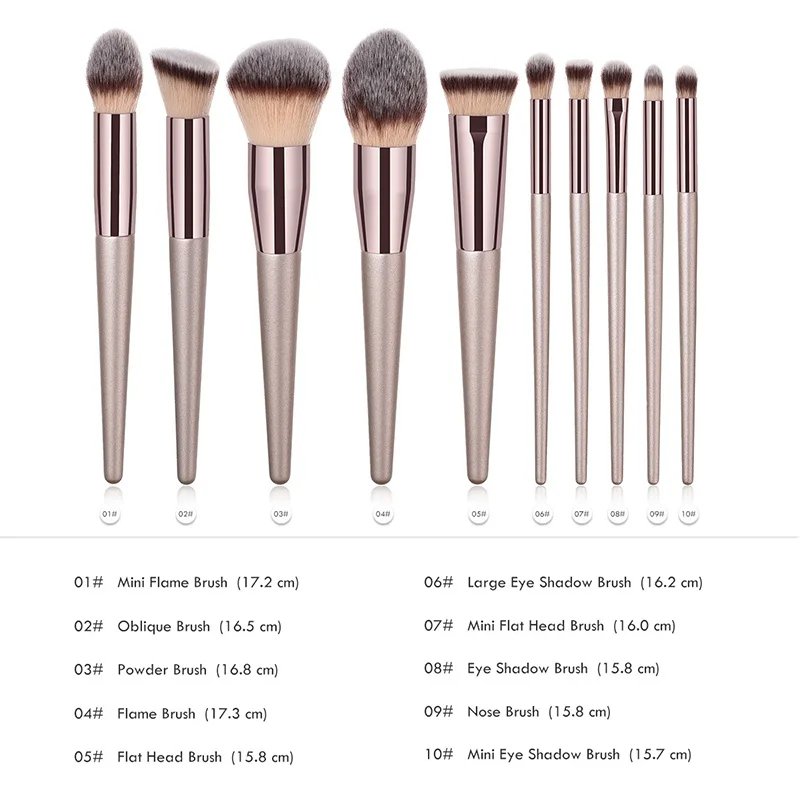 Hot Champagne Make-up Kwasten Set voor Vrouwen Cosmetische Foundation Poeder Blush Oogschaduw Kabuki Blending Make Up Brush Beauty Tools