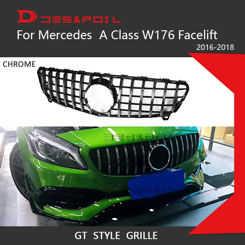 A Class W176 GT Grille Vertical Panamerica Front Bumper Racing Grill 2013-2018 ABS Material Car Styling A180 A200 A220 A45