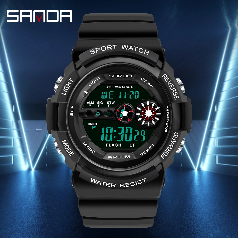 SANDA Top Luxury Sport Digital Watch Men Fashion Waterproof Led Electronic Military Wrist Watch For Men Relogio Masculino 320