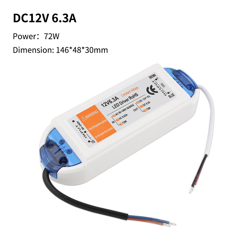 Power Supply AC/DC Transformer 220V TO 12V LED Driver Power Adapter 12 Volt 18W 28W 36W 48W72W 100W DC LED Lighting Transformer