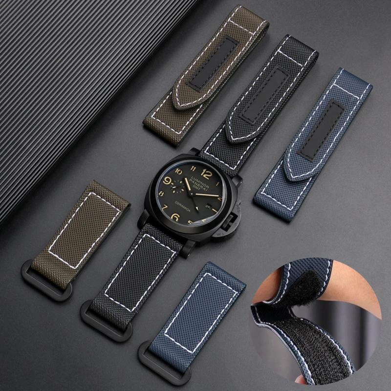 Top Quality Nylon Canvas  Watch Strap For Panerai Watchband pam01661/00441/1118/111 Leather Wrist Band Bracelet Accessories 24mm