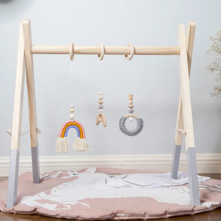 Newborn Baby Fitness Frame Ins Wooden Woven Rainbow Fitness Machine Educational Toys Photography Props Decoration Collocation