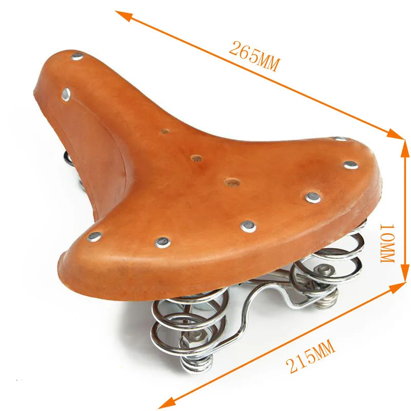 Retro Leather 3 Spring Seat Shock Absorption Cushion Cycling Universal Comfortable Replacement Old Style Classic Bicycle Saddle