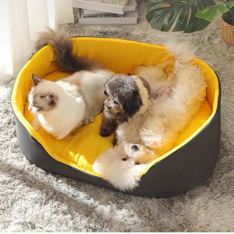 Imagem -02 - Cama de Luxo para Cães e Gatos Almofada Acolchoada para Animais de Estimação Cesta para Cachorrinho Espreguiçadeira Pequeno Médio Travesseiro