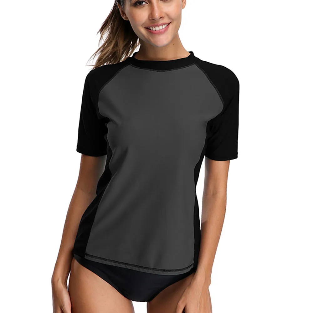 Donna Rash Guard Swim Shirt manica corta Swim Top UPF 50 Guard Athletic Tops