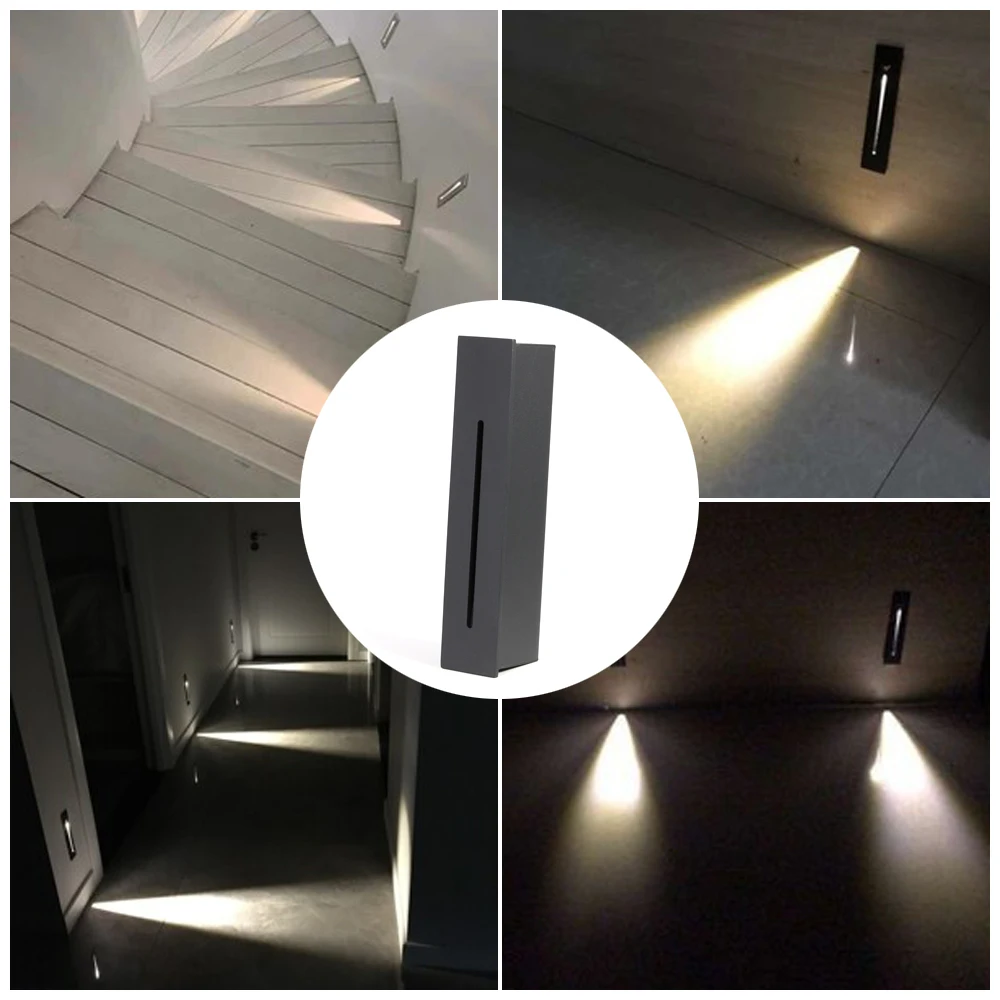 Recessed LED Wall Lamp For Home Stairs light Corridor Lamp AC85-265V Steps Corner  Lighting