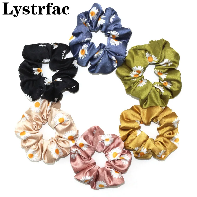 

Lystrfac Daisy Slik Scrunchies Women Girls Rubber Bands Female Elastic Hair Bands Hair Tie Ponytail Holder Hair Accessories