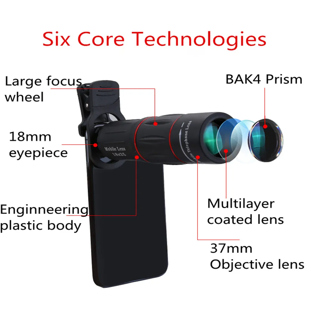 APEXEL-lente Monocular con Zoom para teléfono móvil, lente teleobjetivo con trípode para acampar, turismo, telescopio portátil, Mini telescopio,