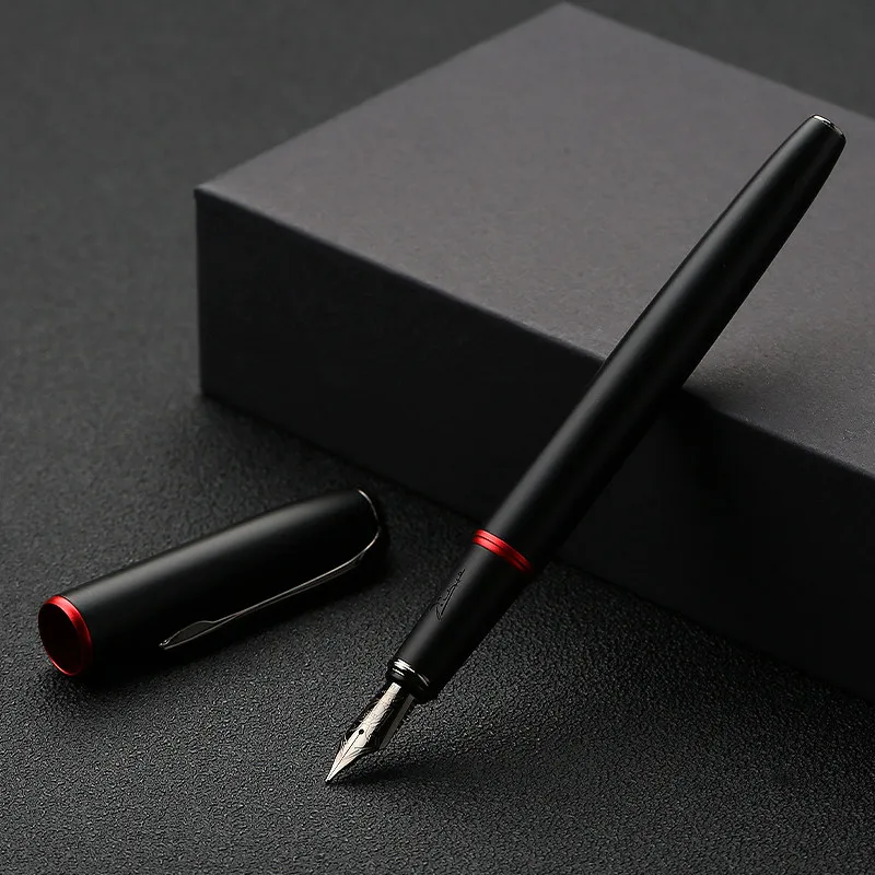 Picasso Pimio Schwarz Metall Brunnen Stift Titan Schwarz EF/M/Gebogen Nib 0.38/0.6/1,0mm matte Barrel Geschenk Box Option Business Pen-Set