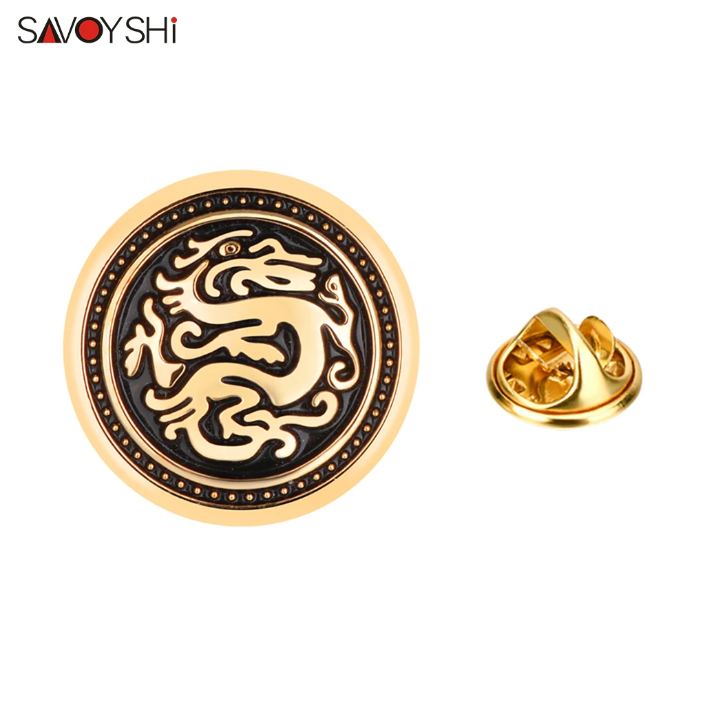 SAVOYSHI Vintage Pattern Mens Coats Lapel Pin Gold plated Metal Brooch Pin Fine Gift for Womens Hats Bags Dress Accessories