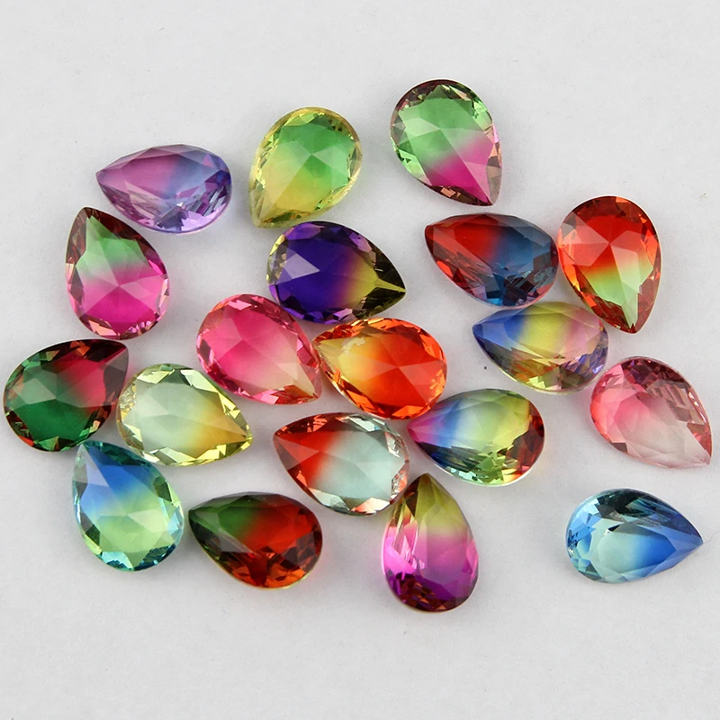 10*14mm teardrop Tourmaline rhinestone pointback rhinestone pear fancystone multicolor color beads for jewelry decoration